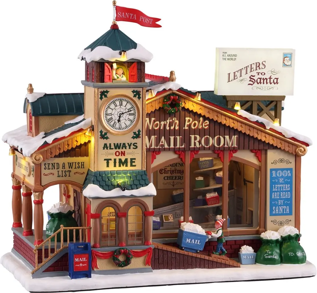 Lemax North Pole Mail Room Verlicht Gebouw