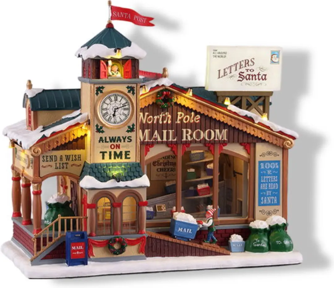 Lemax North Pole Mail Room Verlicht Gebouw - Met Animatie & Muziek