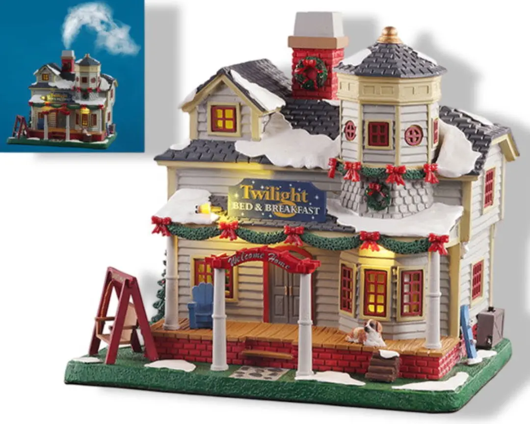 Lemax Twilight Bed & Breakfast Verlicht Gebouw - Rookeffect