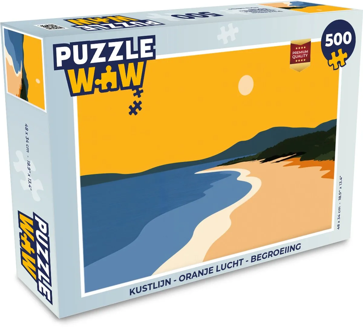 PuzzleWow Kustlijn Legpuzzel 500 Stuks - Oranje lucht