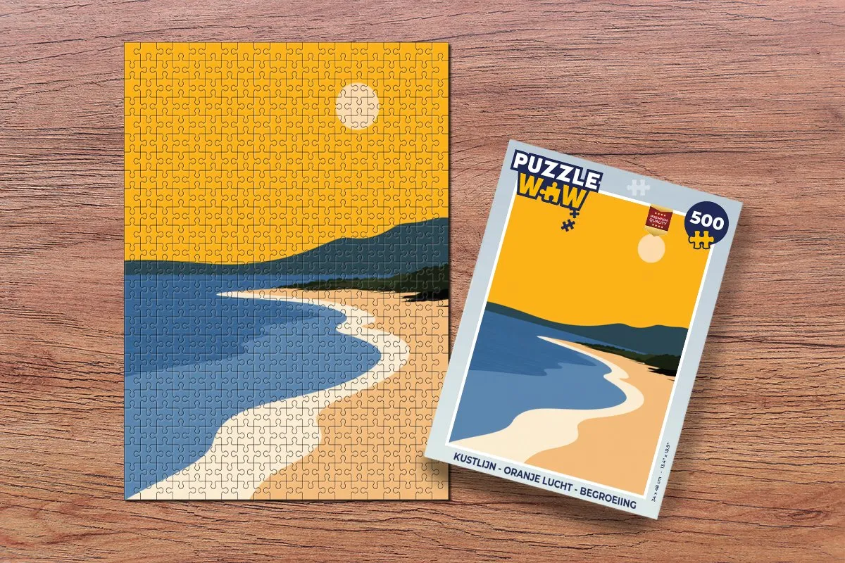 PuzzleWow Kustlijn Legpuzzel 500 Stuks - Oranje lucht