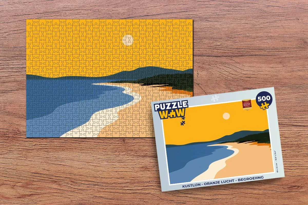 PuzzleWow Kustlijn Legpuzzel 500 Stuks - Oranje lucht