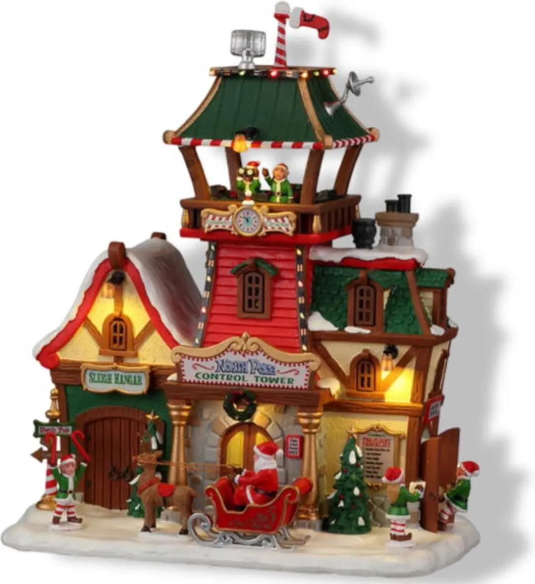 Lemax North Pole Control Tower - Verlicht Gebouw - Meerkleurig