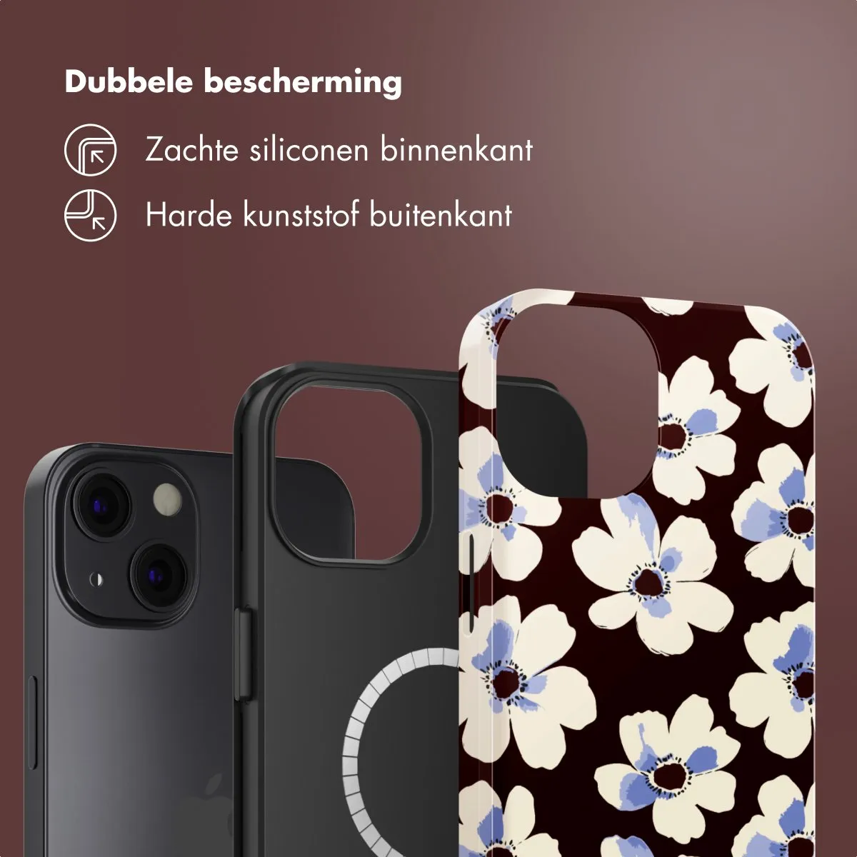 Selencia Hoesje iPhone 13 Choco Flower Pop - MagSafe