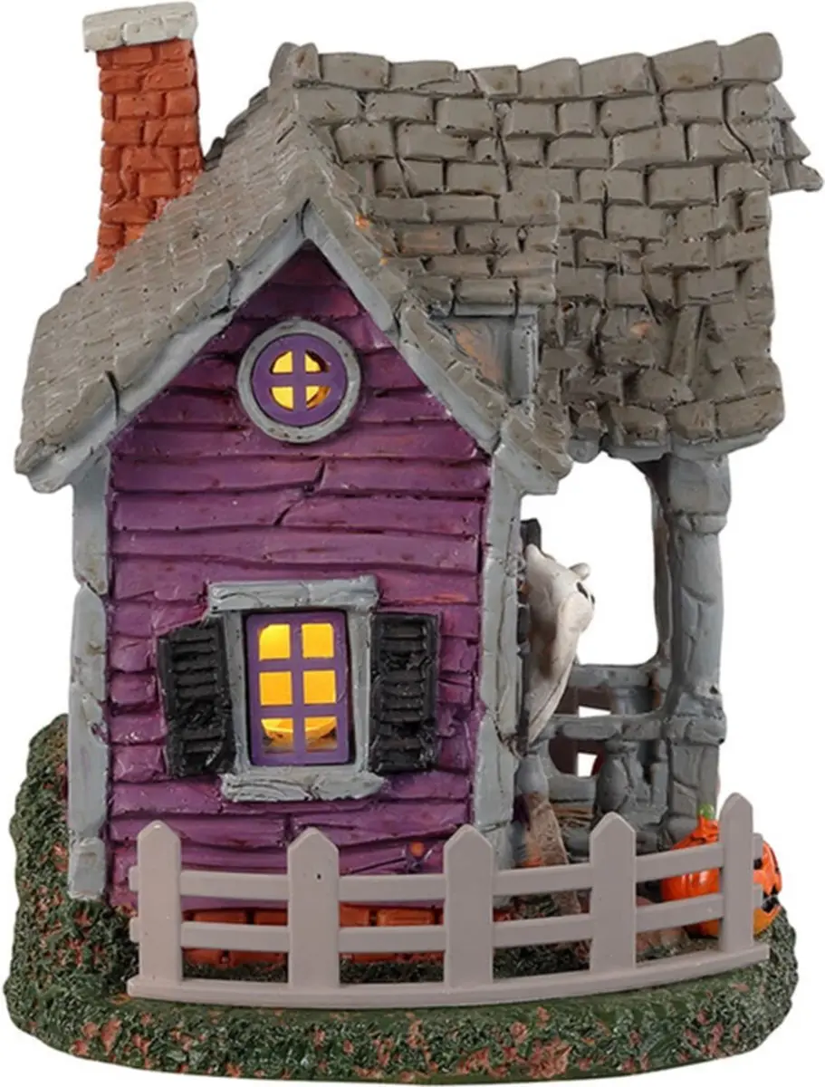 Lemax Spooky Town Ghost Cottage - Verlicht Gebouw - Grijs/Paars