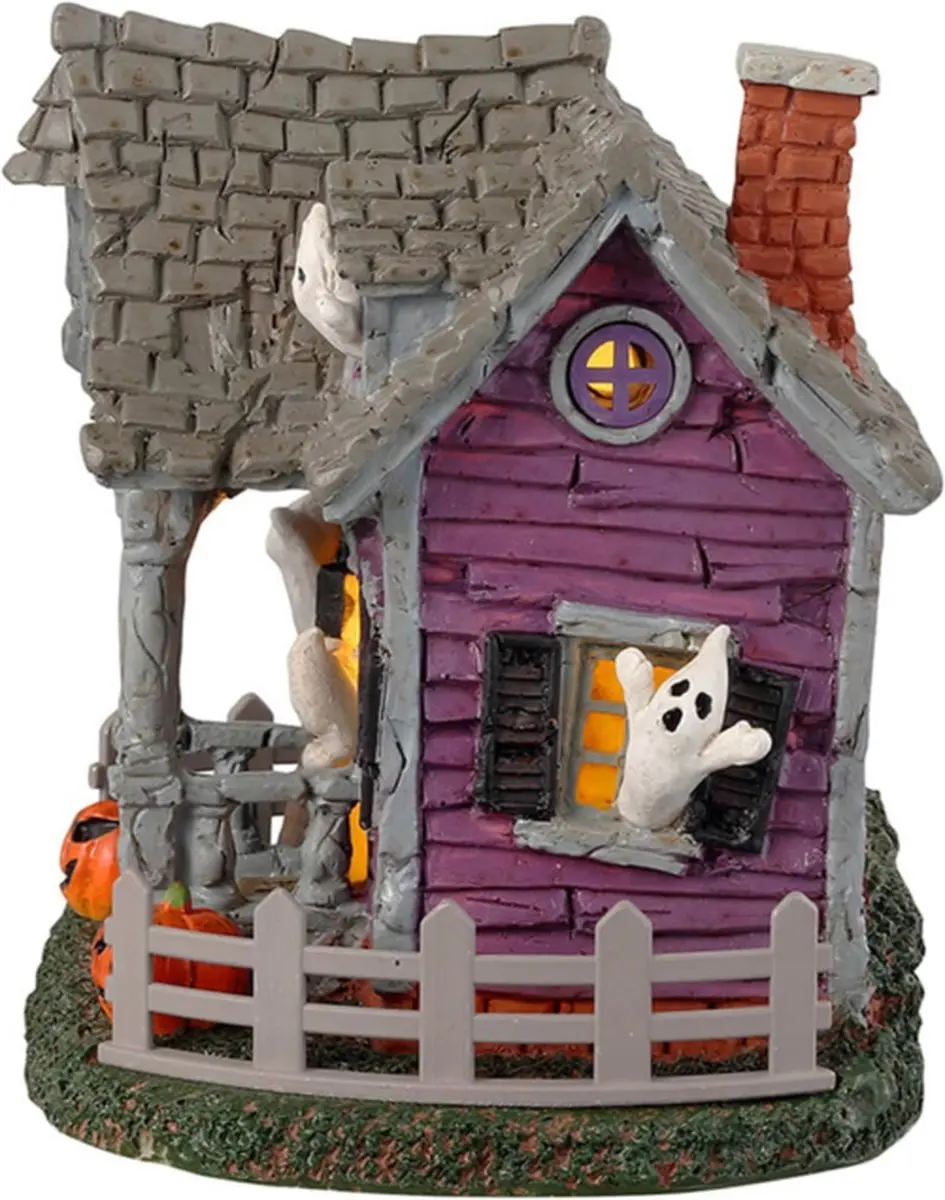 Lemax Spooky Town Ghost Cottage - Verlicht Gebouw - Grijs/Paars