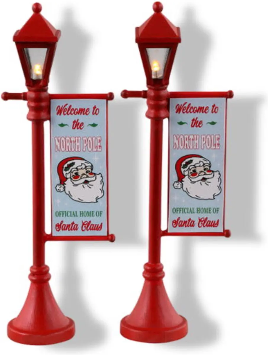 Lemax North Pole Lamppost Set - 2 Stuks - Meerkleurig