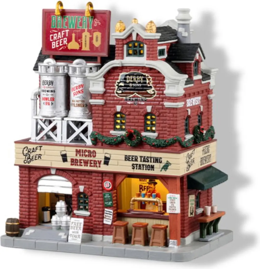 Lemax Derby & Sons Brewing Co. Verlicht Gebouw - Exclusief Adapter - Meerkleurig