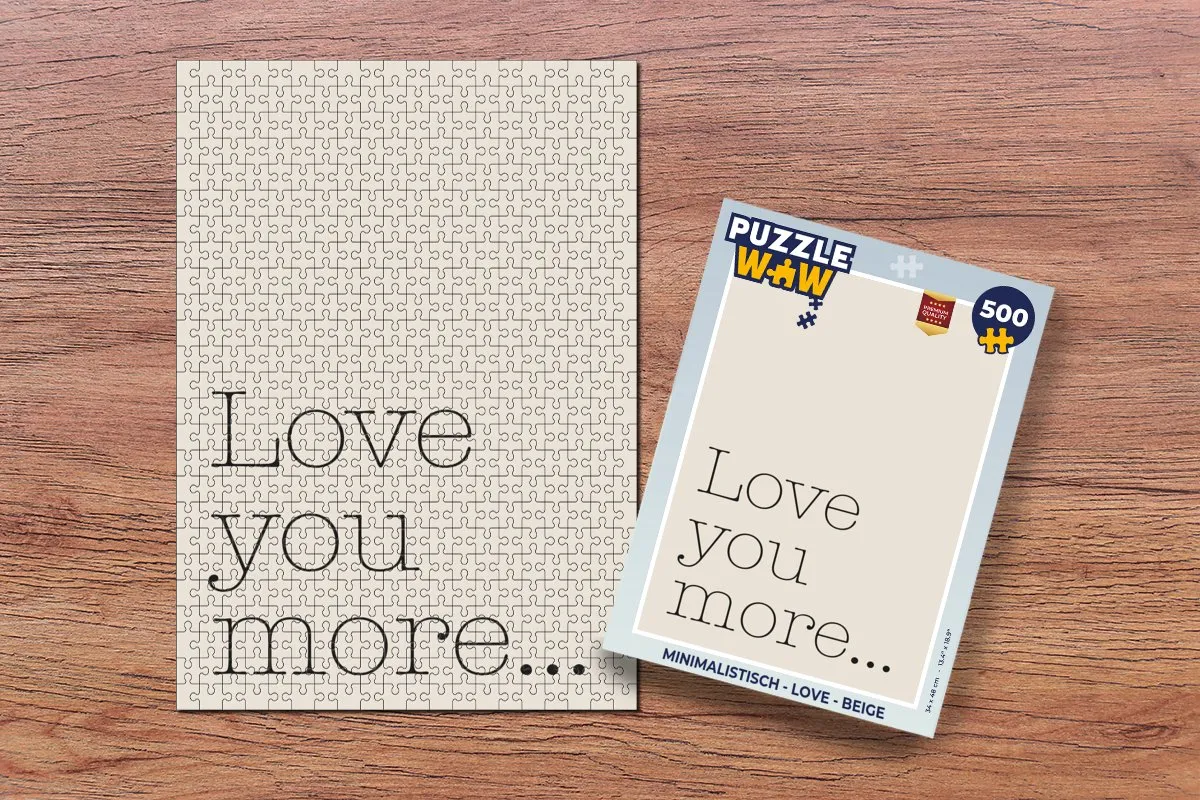 PuzzleWow Minimalistisch Love Puzzel 500 Stuks - Beige