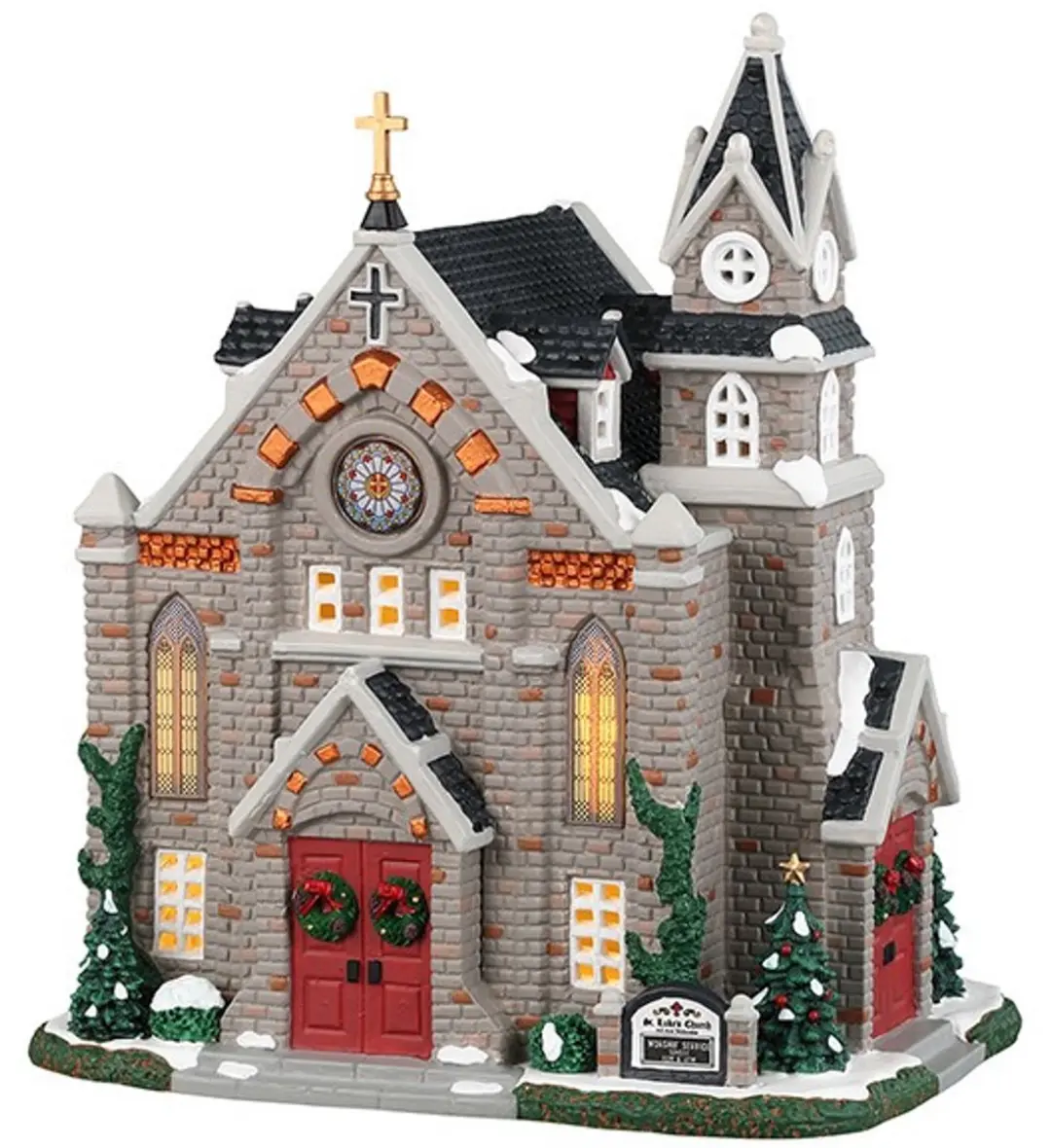 Lemax St. Luke's Church Verlicht Gebouw