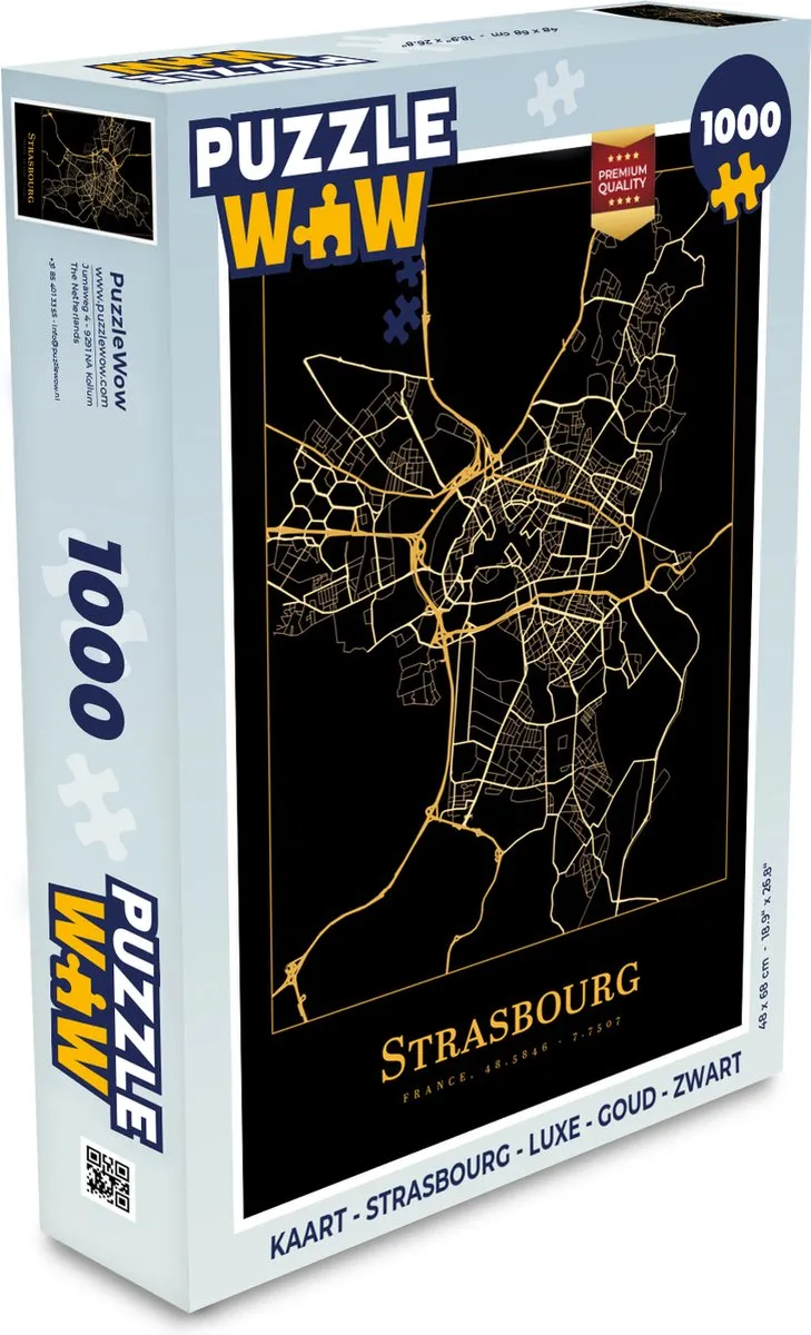 PuzzleWow Strasbourg Legpuzzel 1000 Stuks - Goud/Zwart