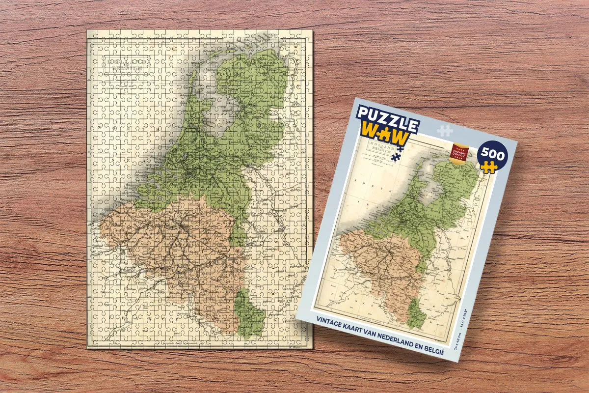 PuzzleWow Vintage Nederland & België Legpuzzel 500 Stuks - Multicolor