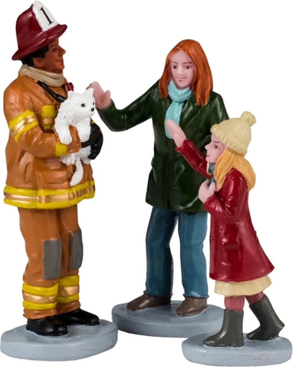 Lemax Fireman To The Rescue Set