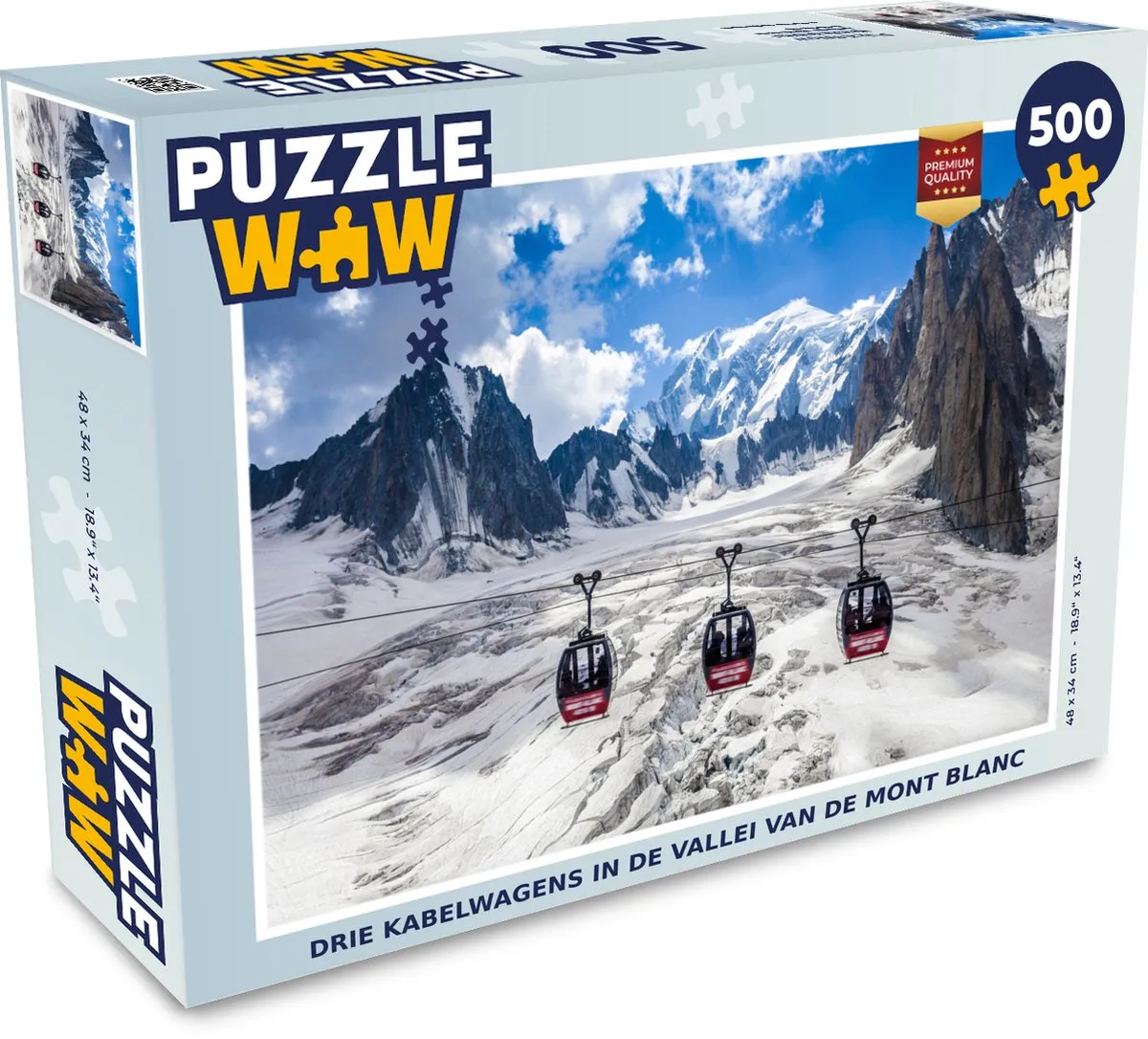 PuzzleWow Mont Blanc Kabelwagens Legpuzzel 500 Stuks - Multicolor
