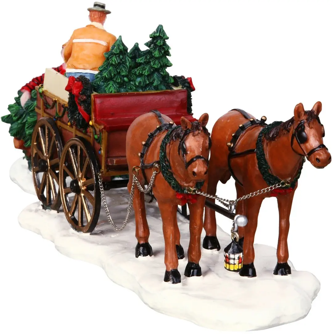 Lemax Kerstdecoratie Christmas Tree Wagon - 2 Stuks - Meerkleurig