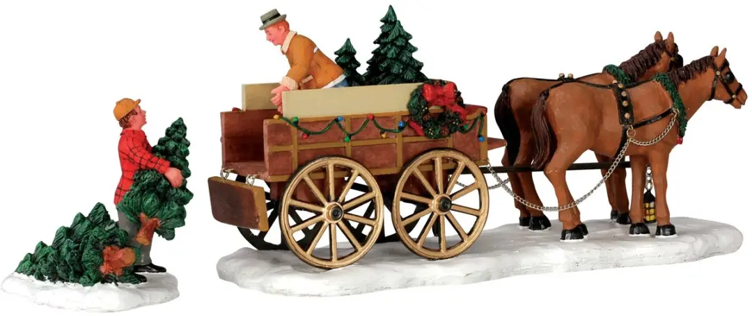 Lemax Kerstdecoratie Christmas Tree Wagon - 2 Stuks - Meerkleurig