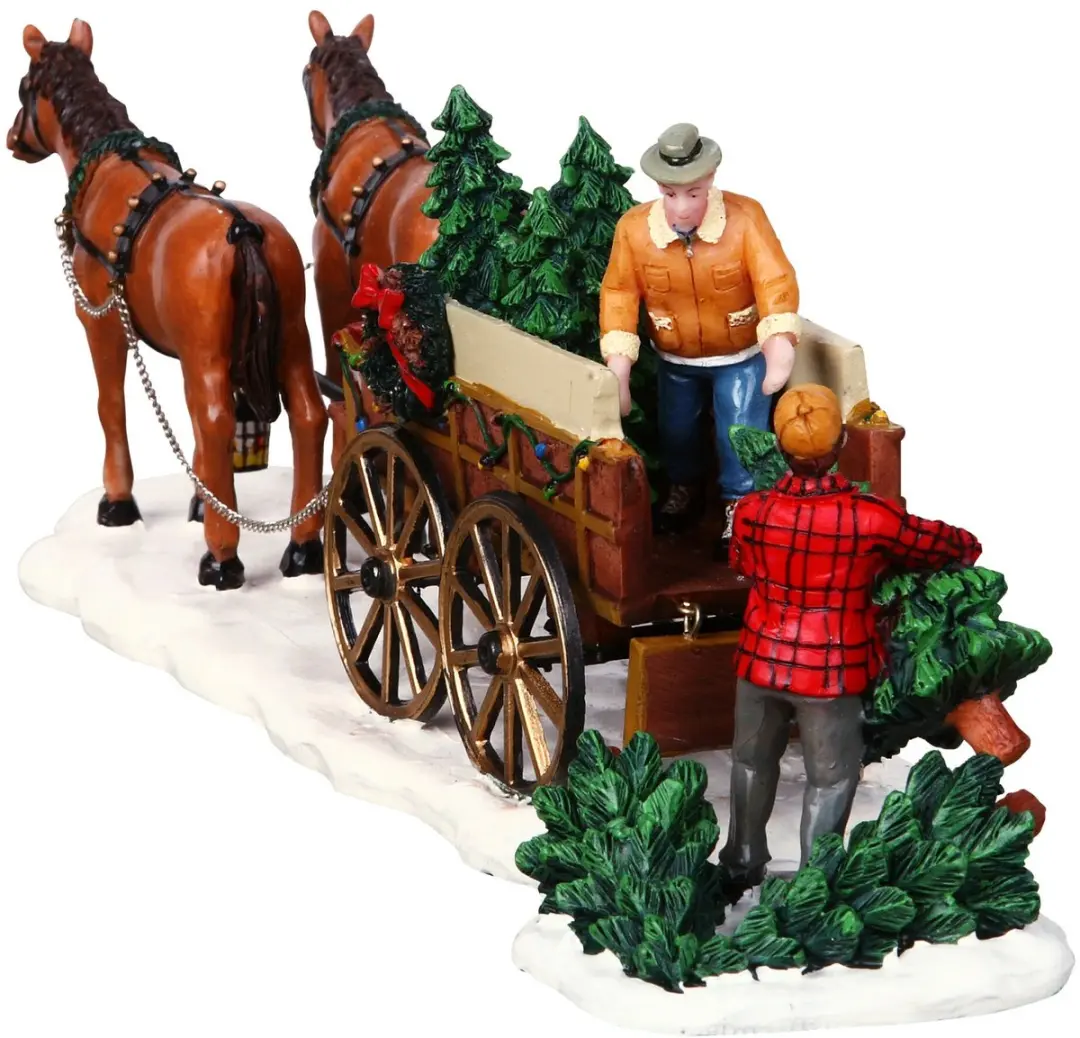 Lemax Kerstdecoratie Christmas Tree Wagon - 2 Stuks - Meerkleurig