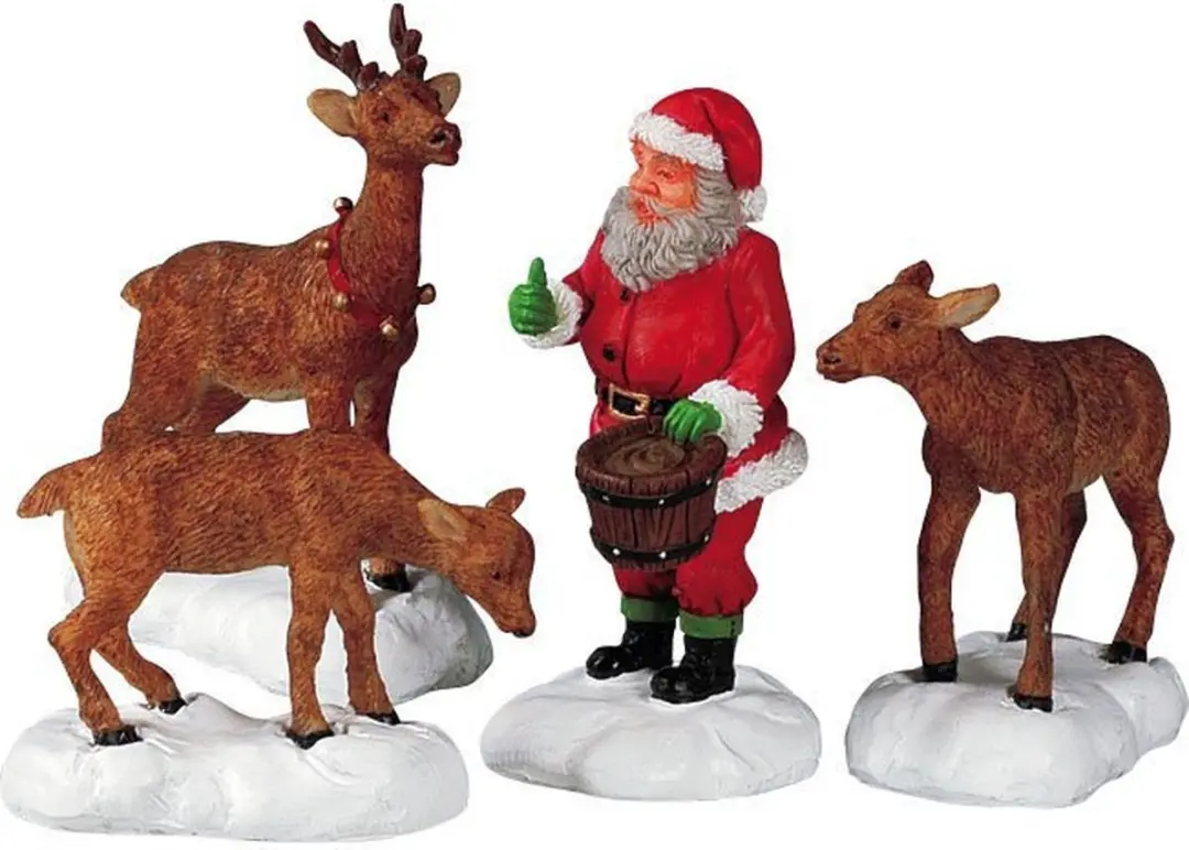 Lemax Santa Feeds Reindeer Kersthuisjes - 4 Stuks - Neutraal