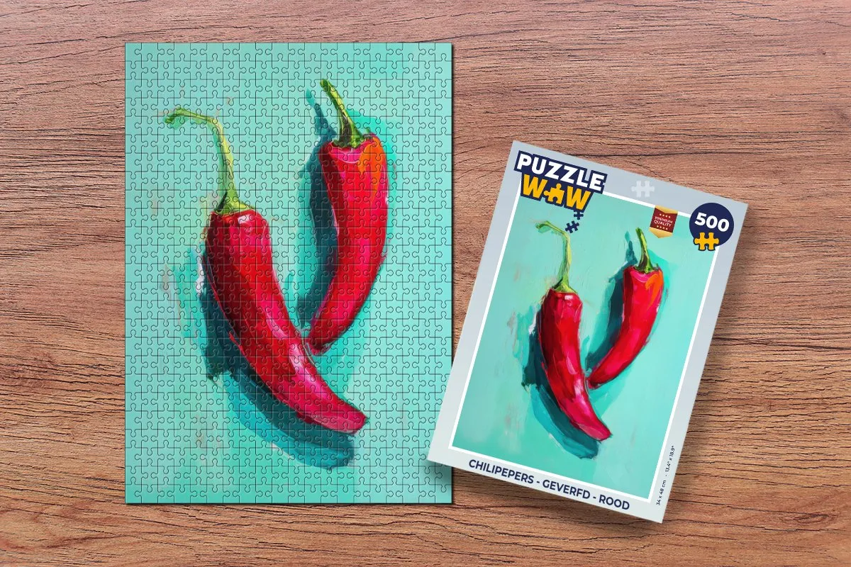 PuzzleWow Chilipepers Legpuzzel 500 Stuks - Rood