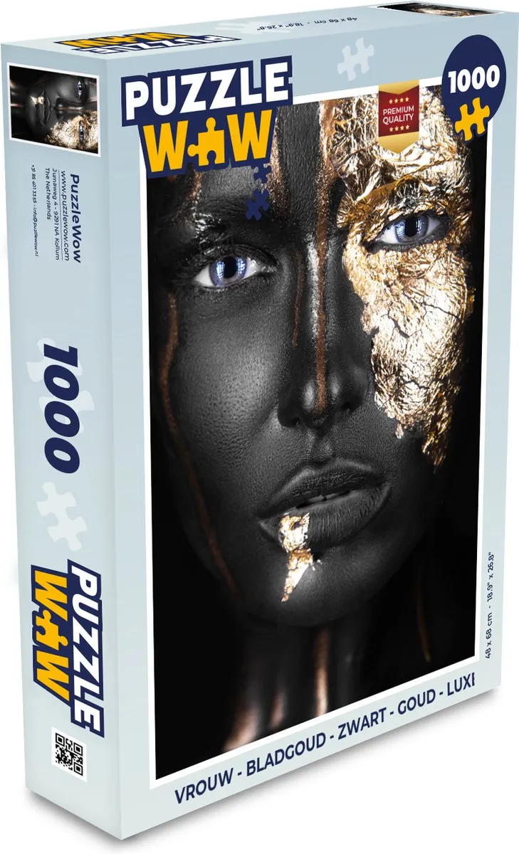 PuzzleWow Bladgoud Zwart Legpuzzel 1000 Stuks