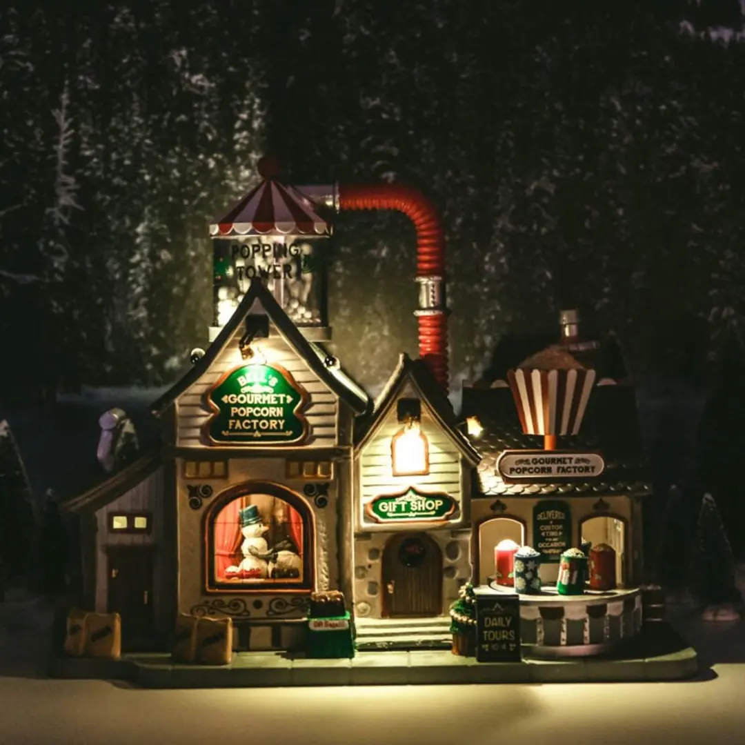 Lemax Bell's Gourmet Popcorn Factory Verlicht Gebouw - Met Animatie & Geluid