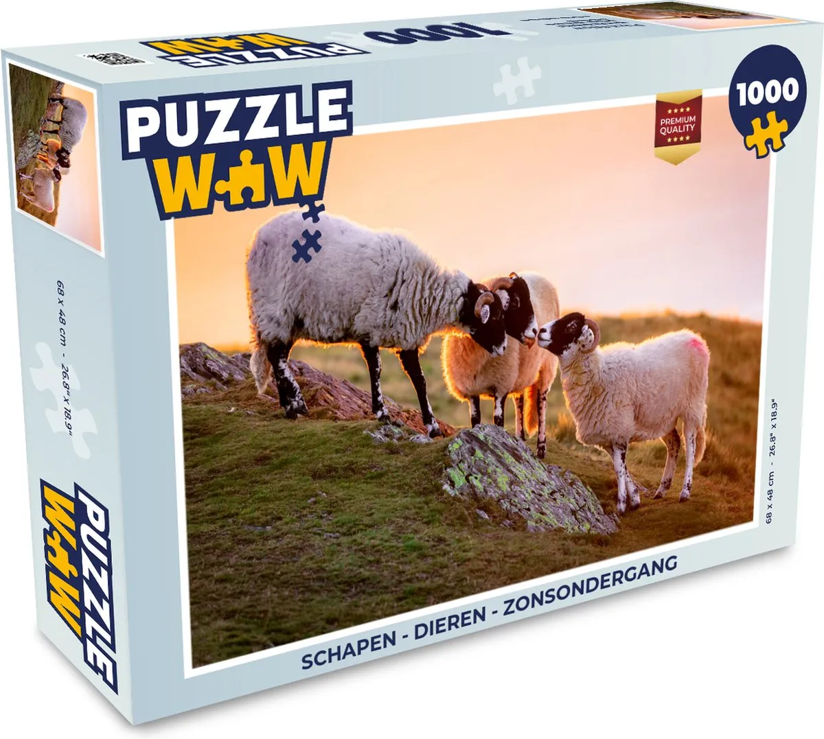 PuzzleWow Schapen Zonsondergang Legpuzzel 1000 Stuks
