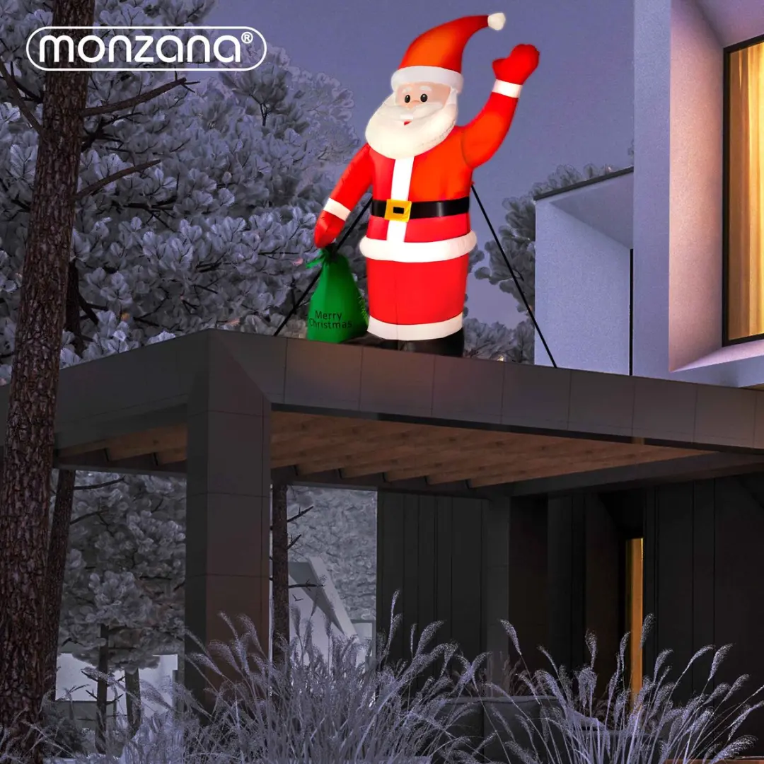 Monzana Kerstman Opblaasbaar 180cm - LED Verlichting - Wit/Rood