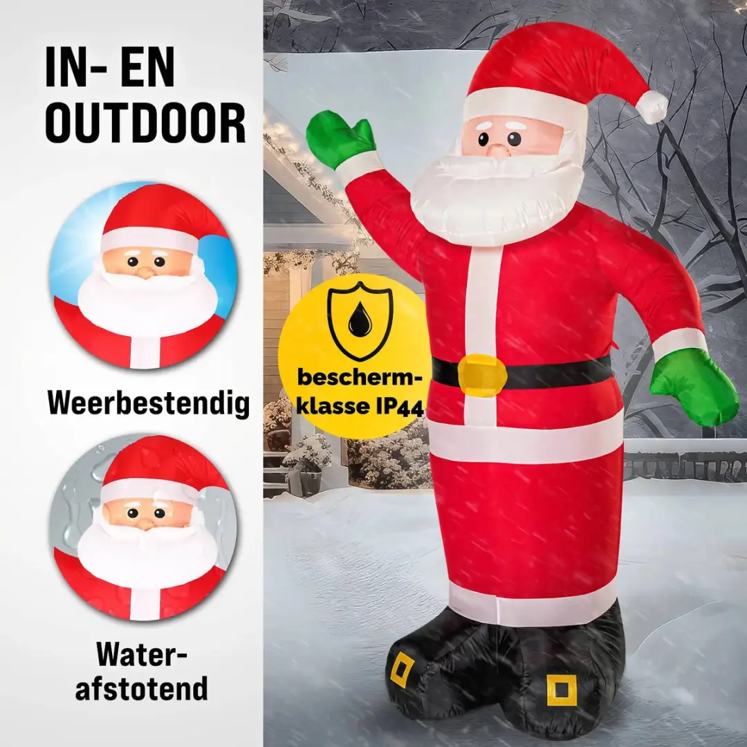 Monzana Opblaasbare Kerstman XXL 250cm - Rood/Wit - 4 LED - afbeelding 6 van 6