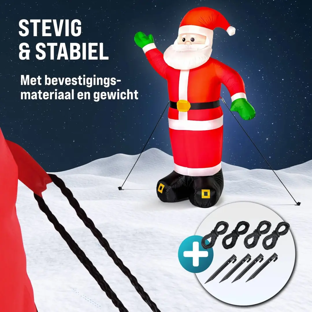 Monzana Opblaasbare Kerstman XXL 250cm - Rood/Wit - 4 LED