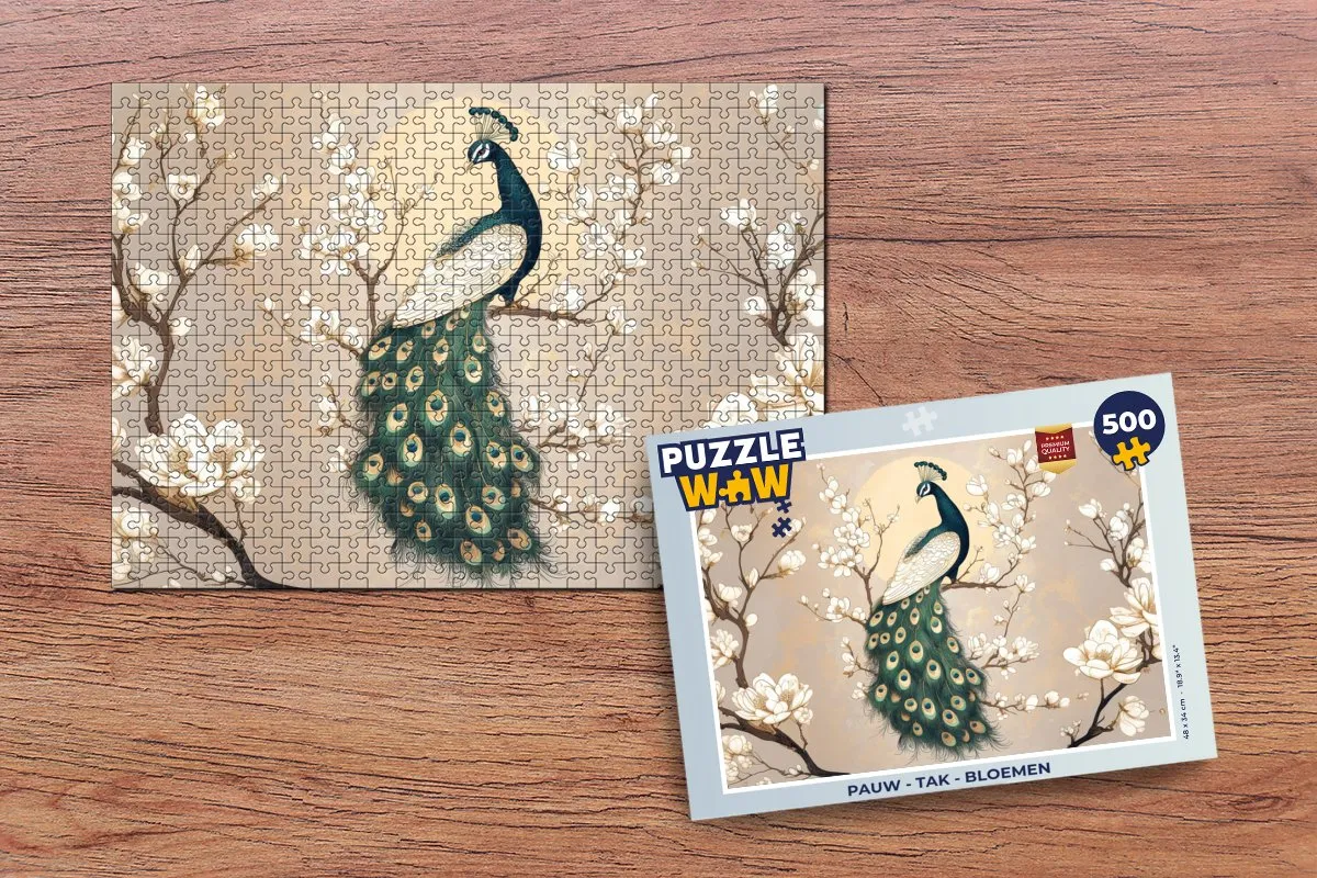 PuzzleWow Pauw Tak Bloemen Legpuzzel 500 Stuks