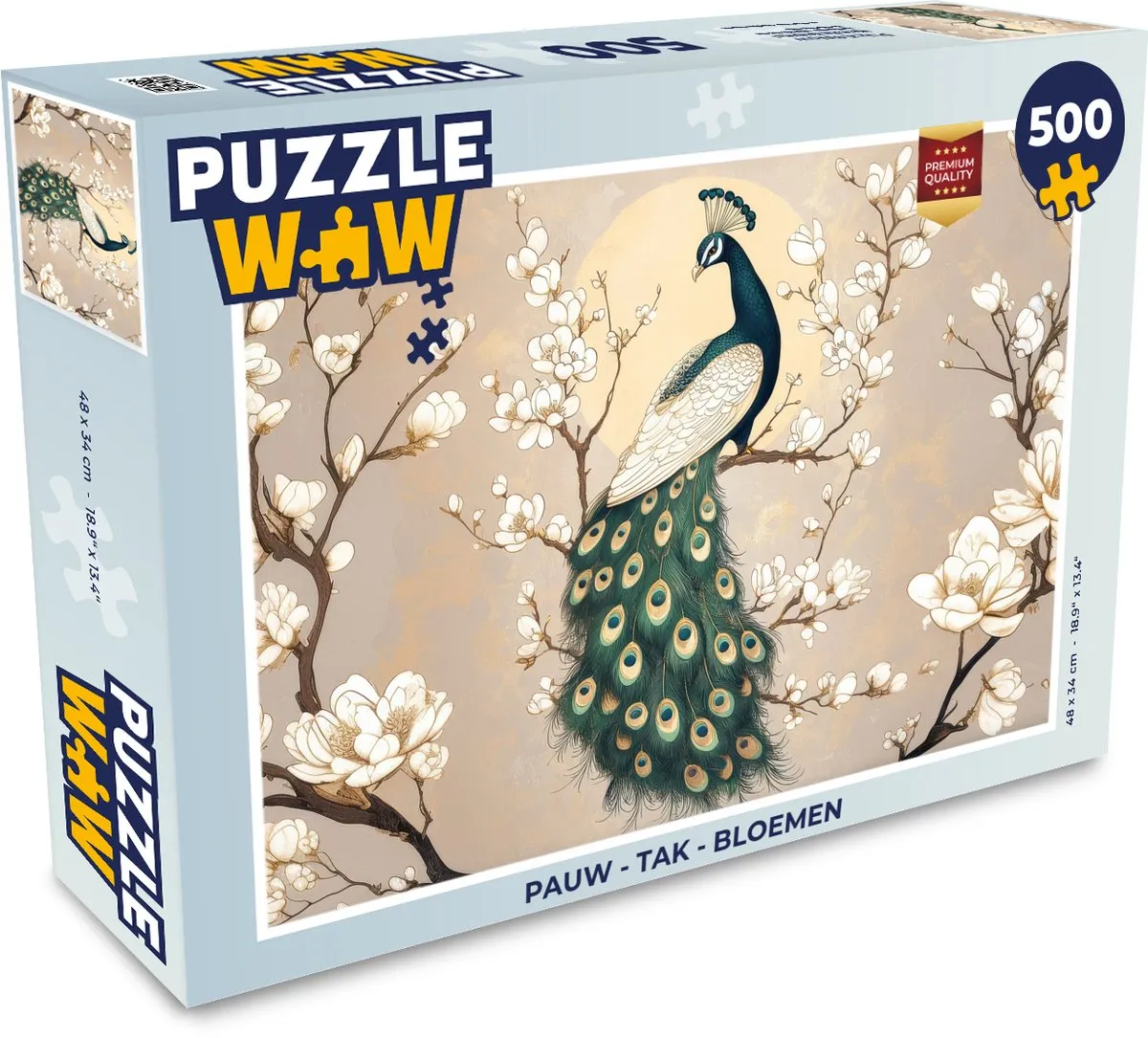 PuzzleWow Pauw Tak Bloemen Legpuzzel 500 Stuks