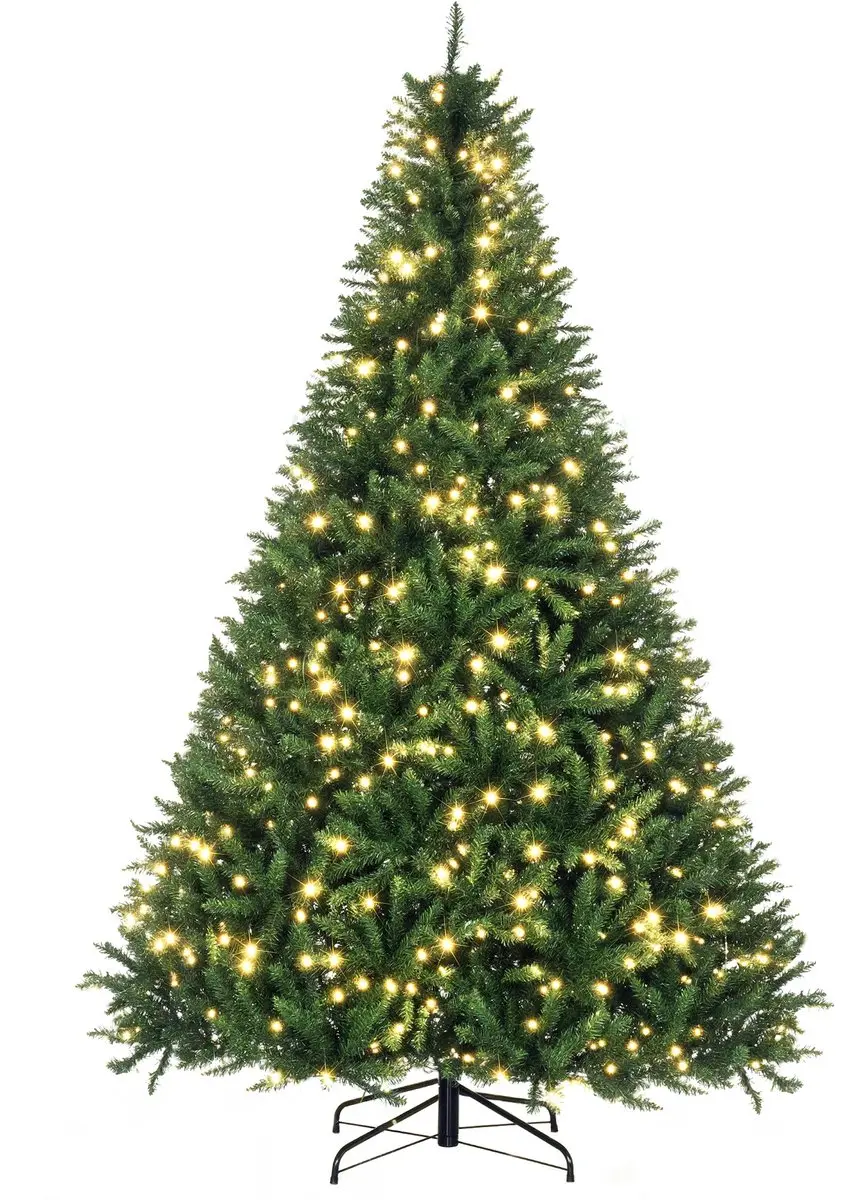 HOMCOM Kerstboom Kunststof, Metaal 142L x 142B x 210H cm Groen