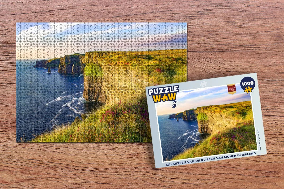PuzzleWow Legpuzzel Kalksteen van de Kliffen van Moher 1000 Stuks - Multicolor