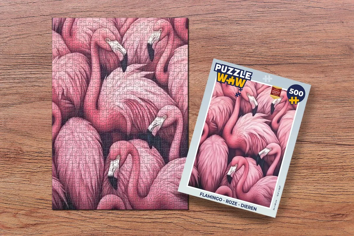 PuzzleWow Flamingo Legpuzzel 500 Stuks - Roze