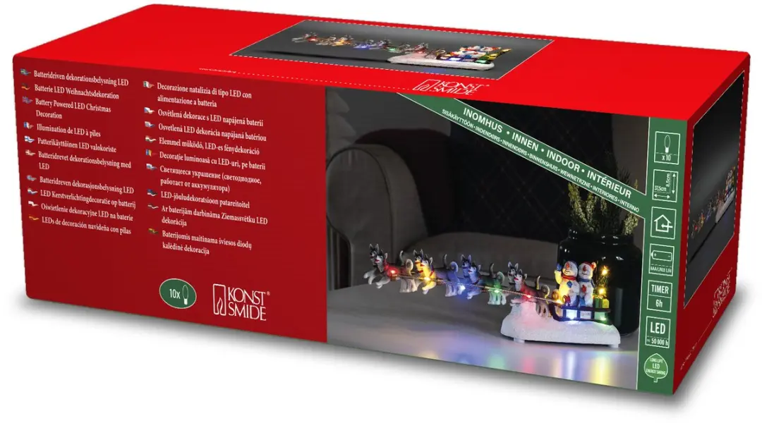 Konstsmide Kerstman in Slee Beeldje - Verlichting - 37,5x8,5x6,5cm - Multi - afbeelding 4 van 5