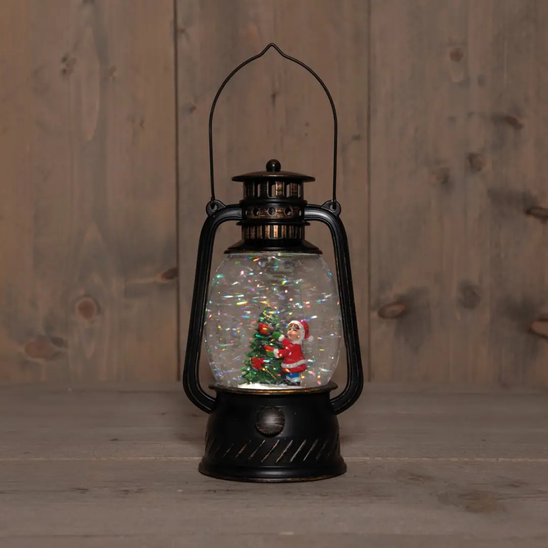 Anna's Collection Kerstlantaarn Sneeuwbol Goud - D12xH20cm LED - afbeelding 2 van 2