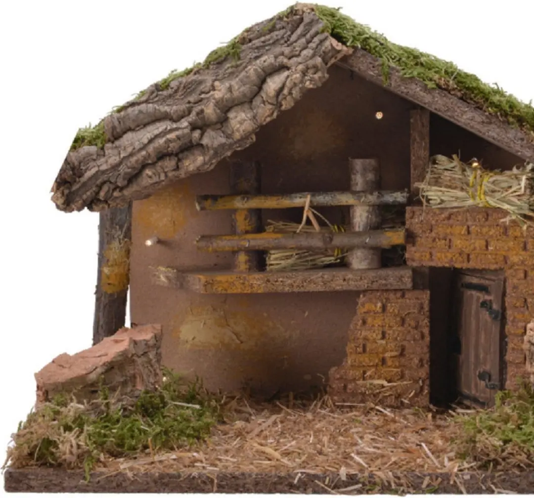 Decoris Kerststal Leeg - 30x17x21cm - Bruin - afbeelding 2 van 2