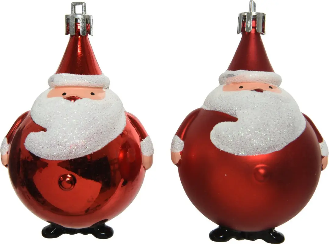 Set van 2 Kerstman plastic glitters 2ass