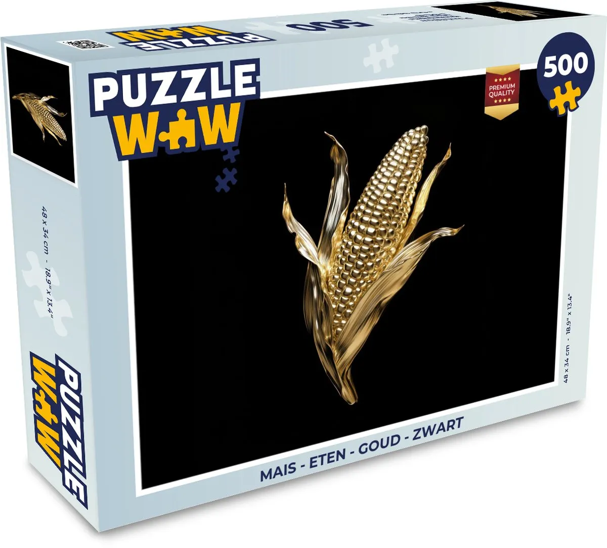 PuzzleWow Mais Goud Zwart Legpuzzel 500 Stuks