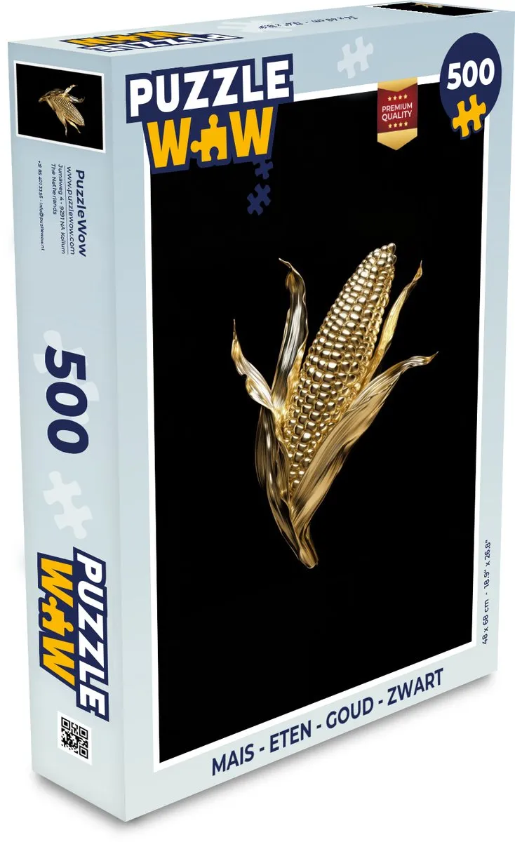 PuzzleWow Mais Goud Zwart Legpuzzel 500 Stuks