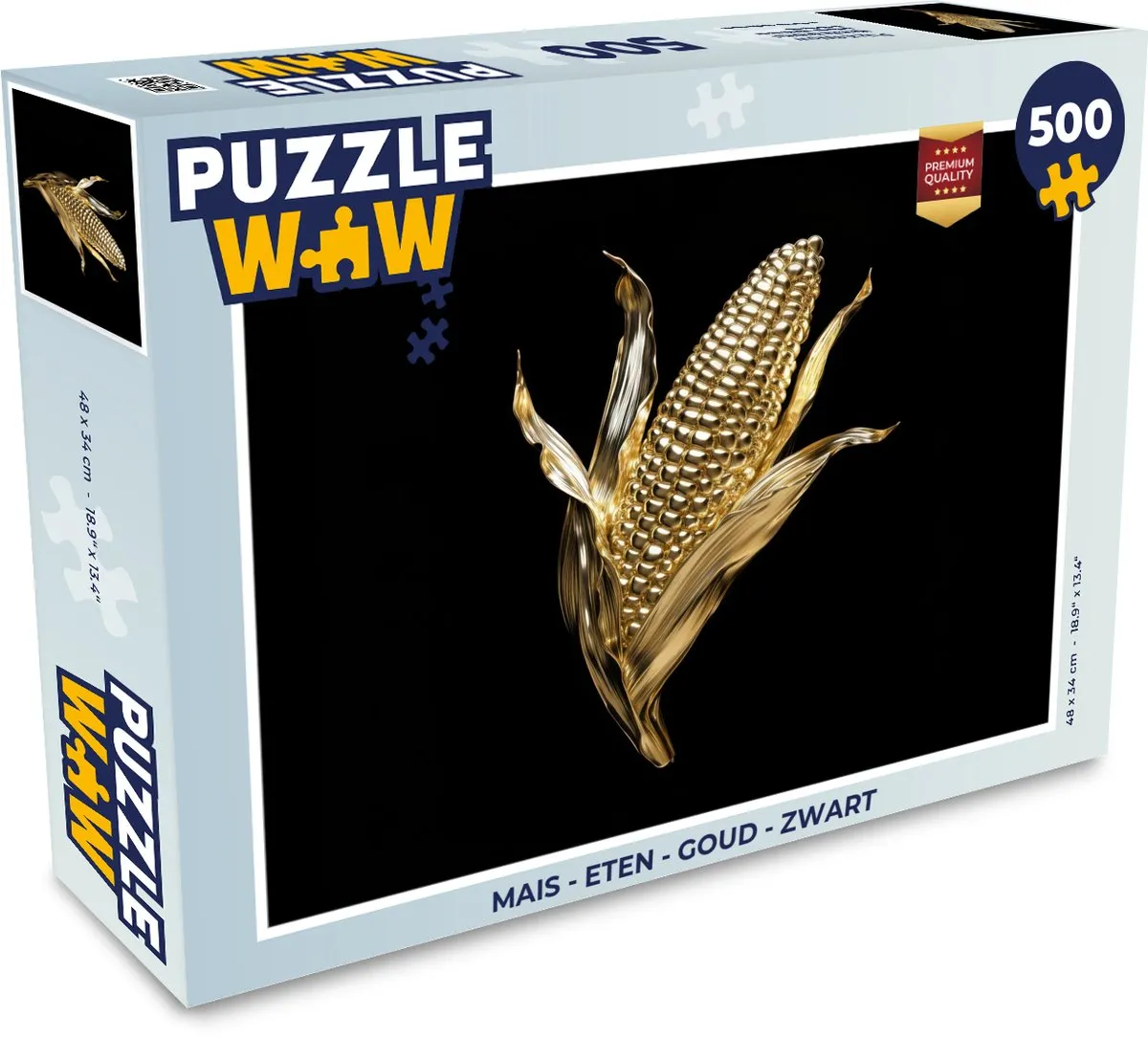 PuzzleWow Mais Goud Zwart Legpuzzel 500 Stuks