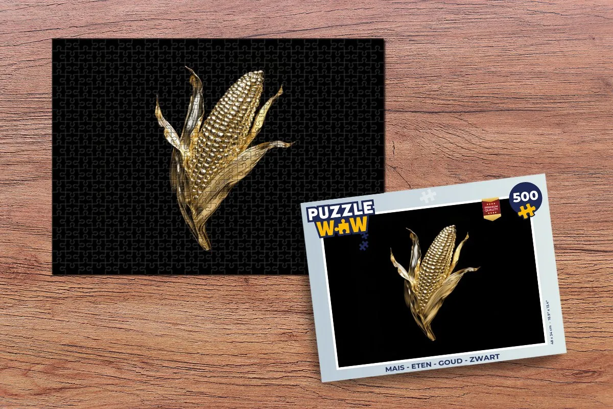 PuzzleWow Mais Goud Zwart Legpuzzel 500 Stuks
