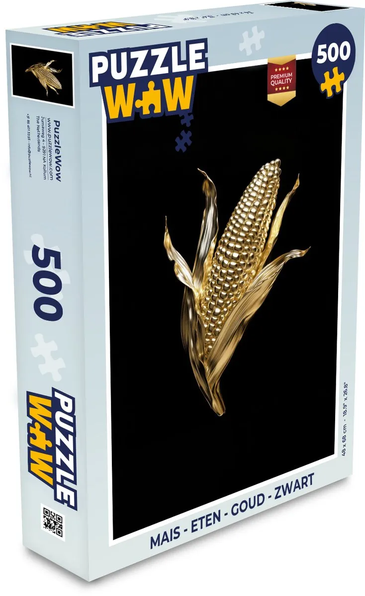 PuzzleWow Mais Goud Zwart Legpuzzel 500 Stuks