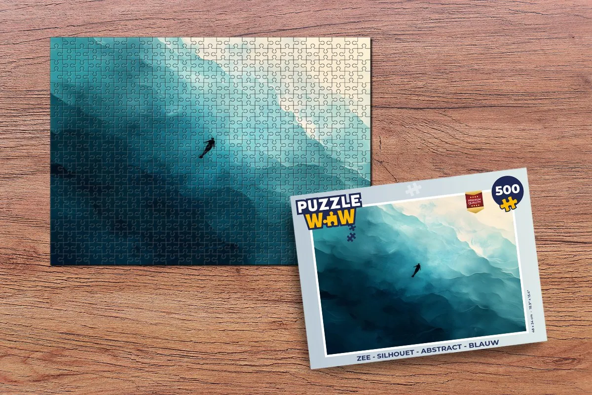 PuzzleWow Zee Silhouet Legpuzzel 500 Stuks - Blauw