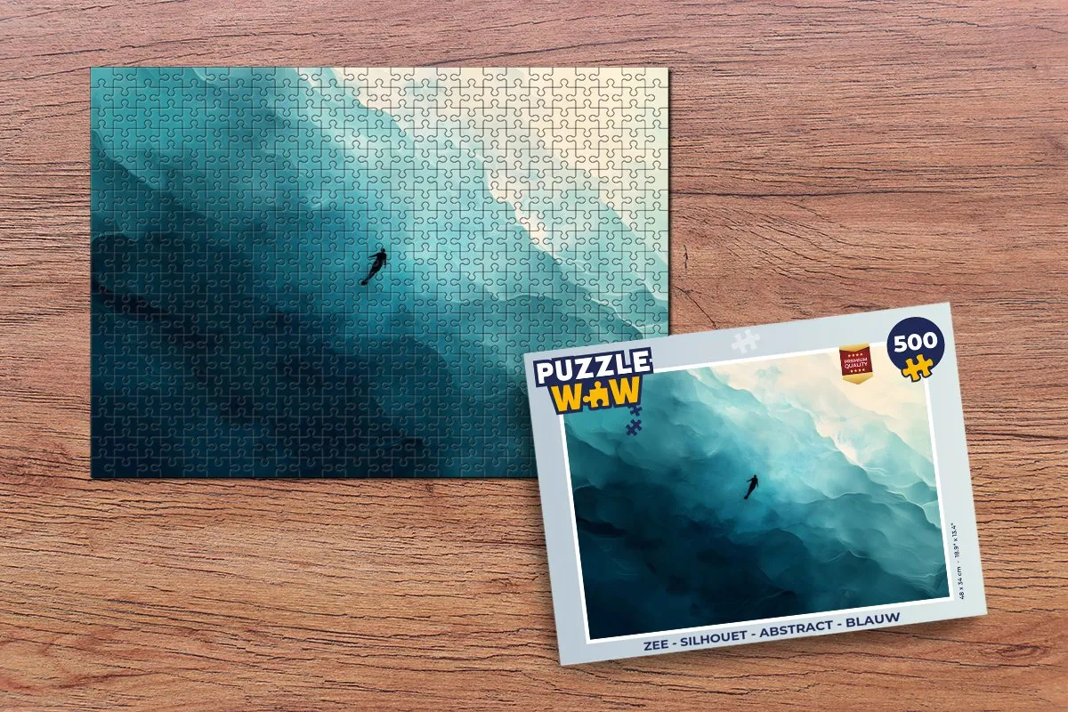 PuzzleWow Zee Silhouet Legpuzzel 500 Stuks - Blauw