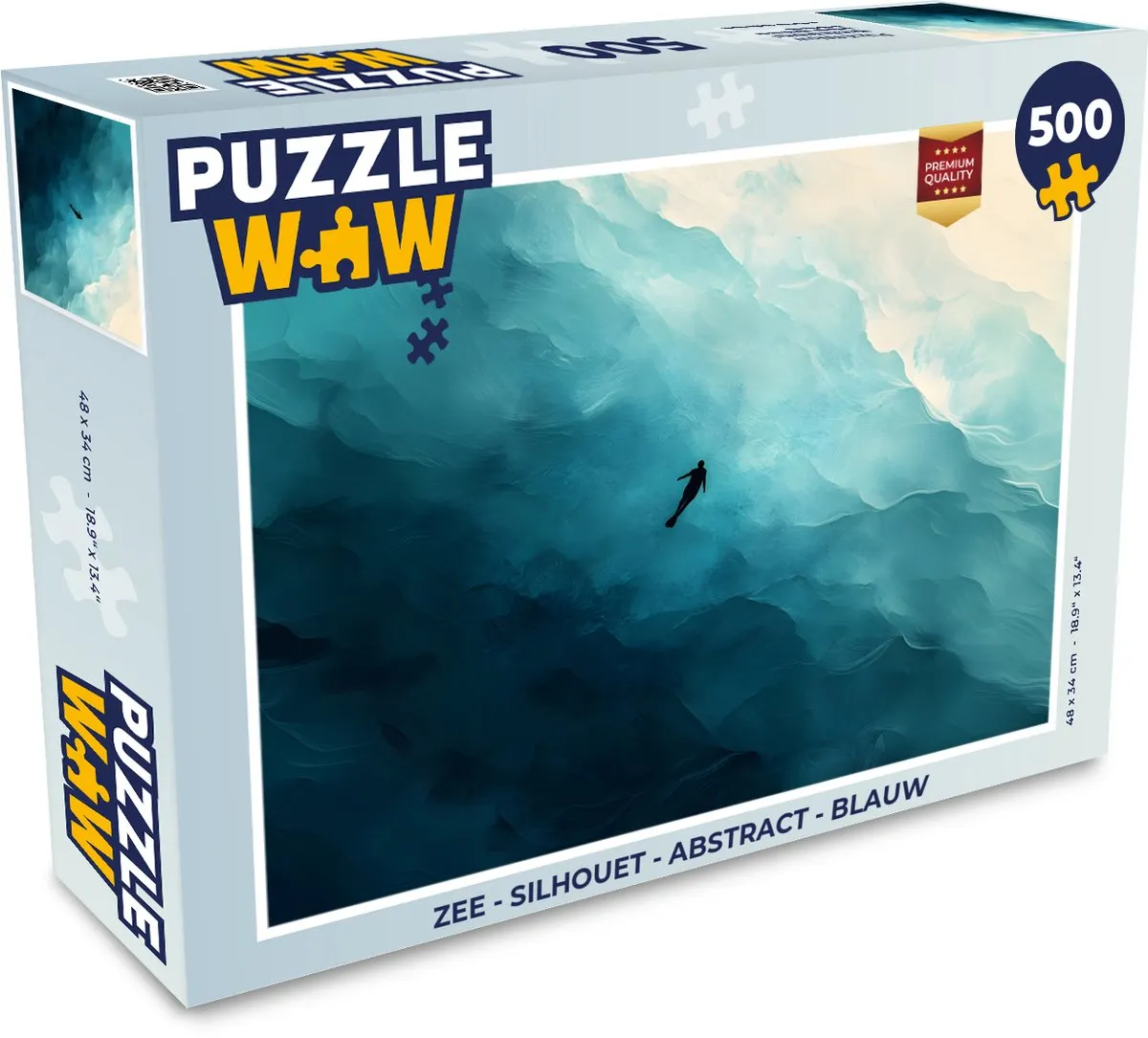 PuzzleWow Zee Silhouet Legpuzzel 500 Stuks - Blauw
