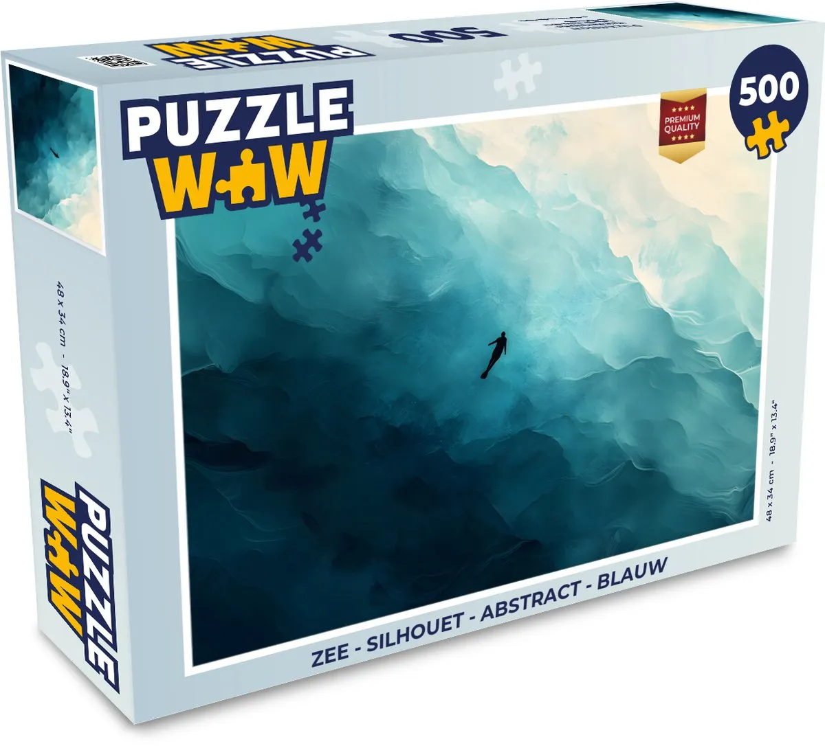 PuzzleWow Zee Silhouet Legpuzzel 500 Stuks - Blauw