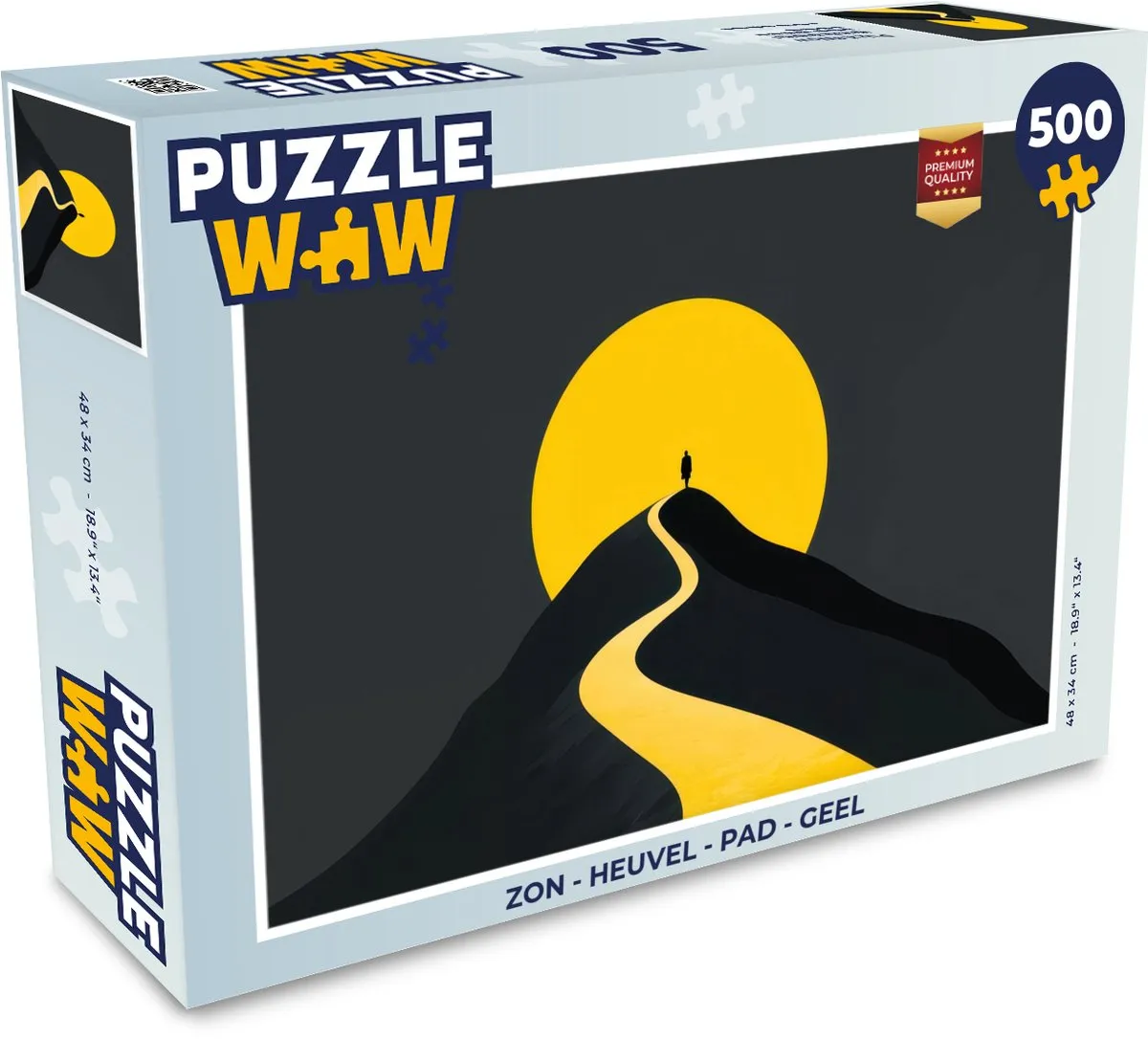 PuzzleWow Legpuzzel 500 Stuks - Zon Heuvel Pad - Geel