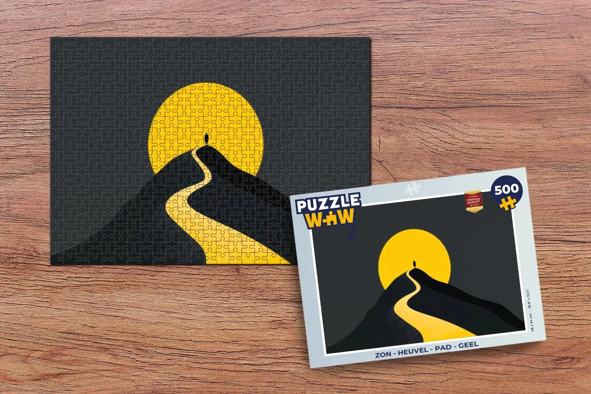 PuzzleWow Legpuzzel 500 Stuks - Zon Heuvel Pad - Geel