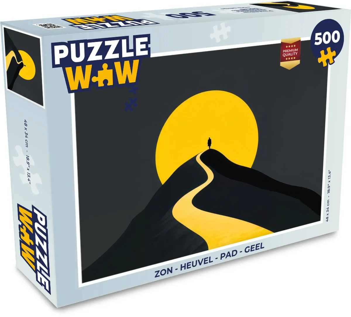 PuzzleWow Legpuzzel 500 Stuks - Zon Heuvel Pad - Geel